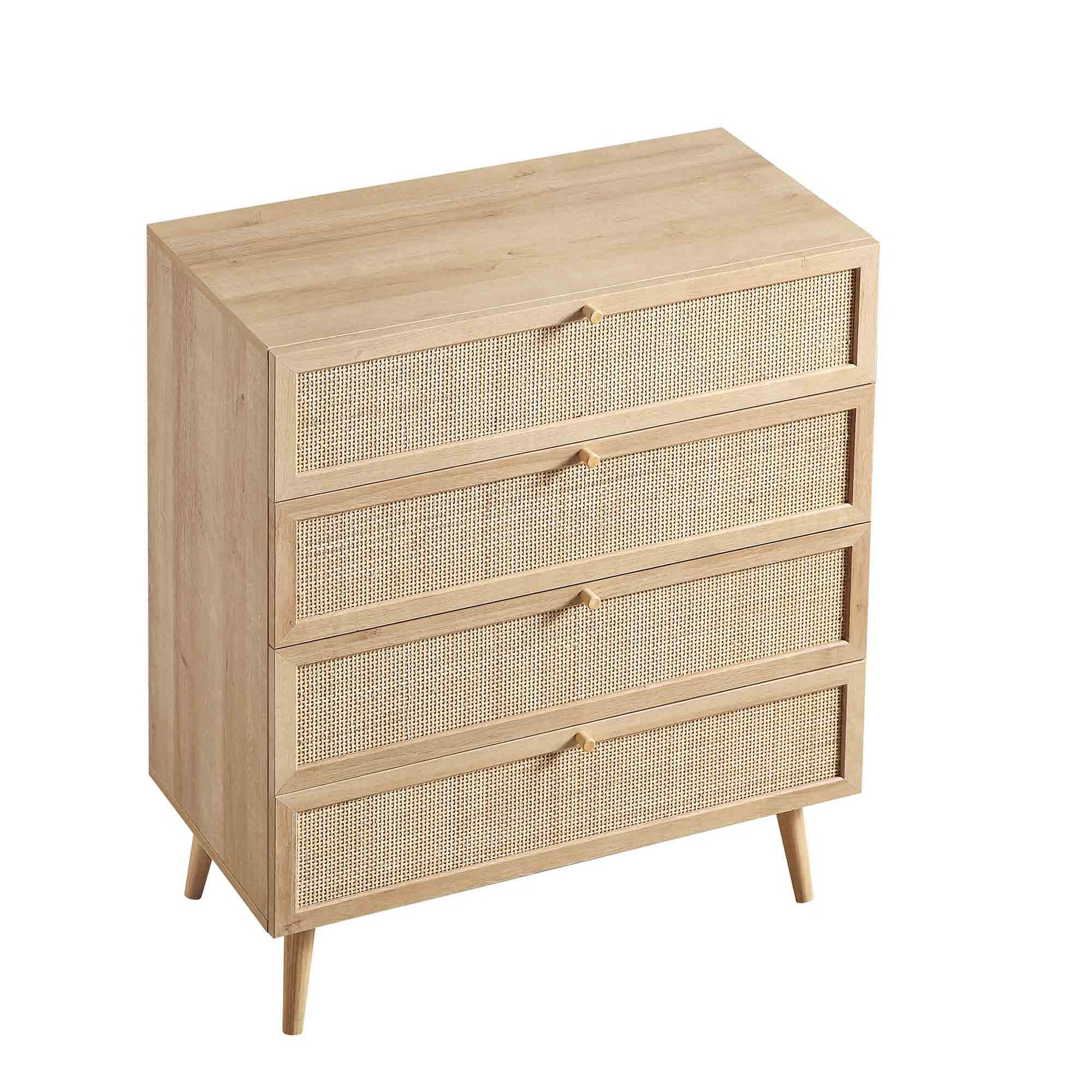 Mango Wooden Tall Chest | Modern Wooden Rattan Tall Chest - Rissaa - Akway Uncategorized (Image 3)