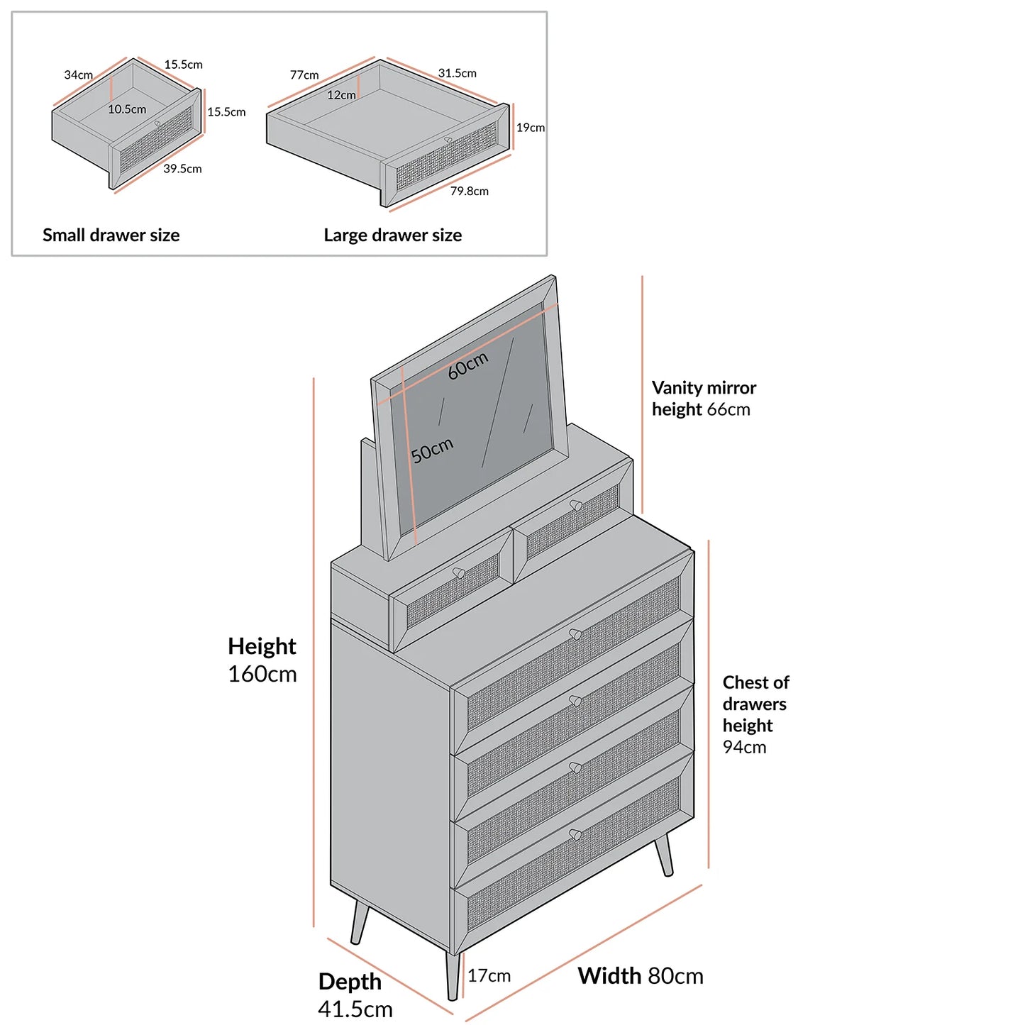 Mango Wooden Vanity Chest Set | Modern Rattan Vanity Chest Set - Riyall - Akway Uncategorized (Image 7)