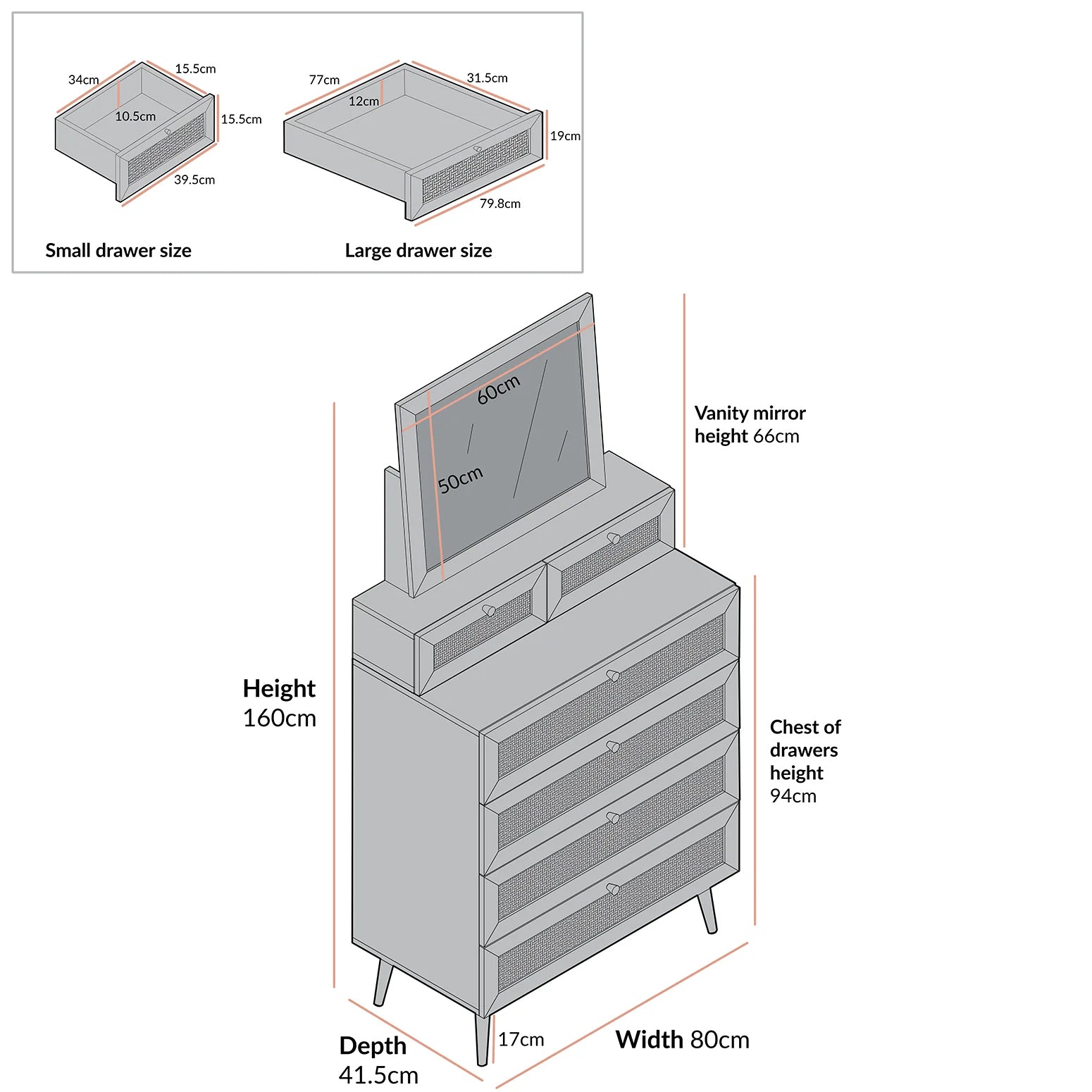 Mango Wooden Vanity Chest Set | Modern Rattan Vanity Chest Set - Riyall - Akway Uncategorized (Image 7)