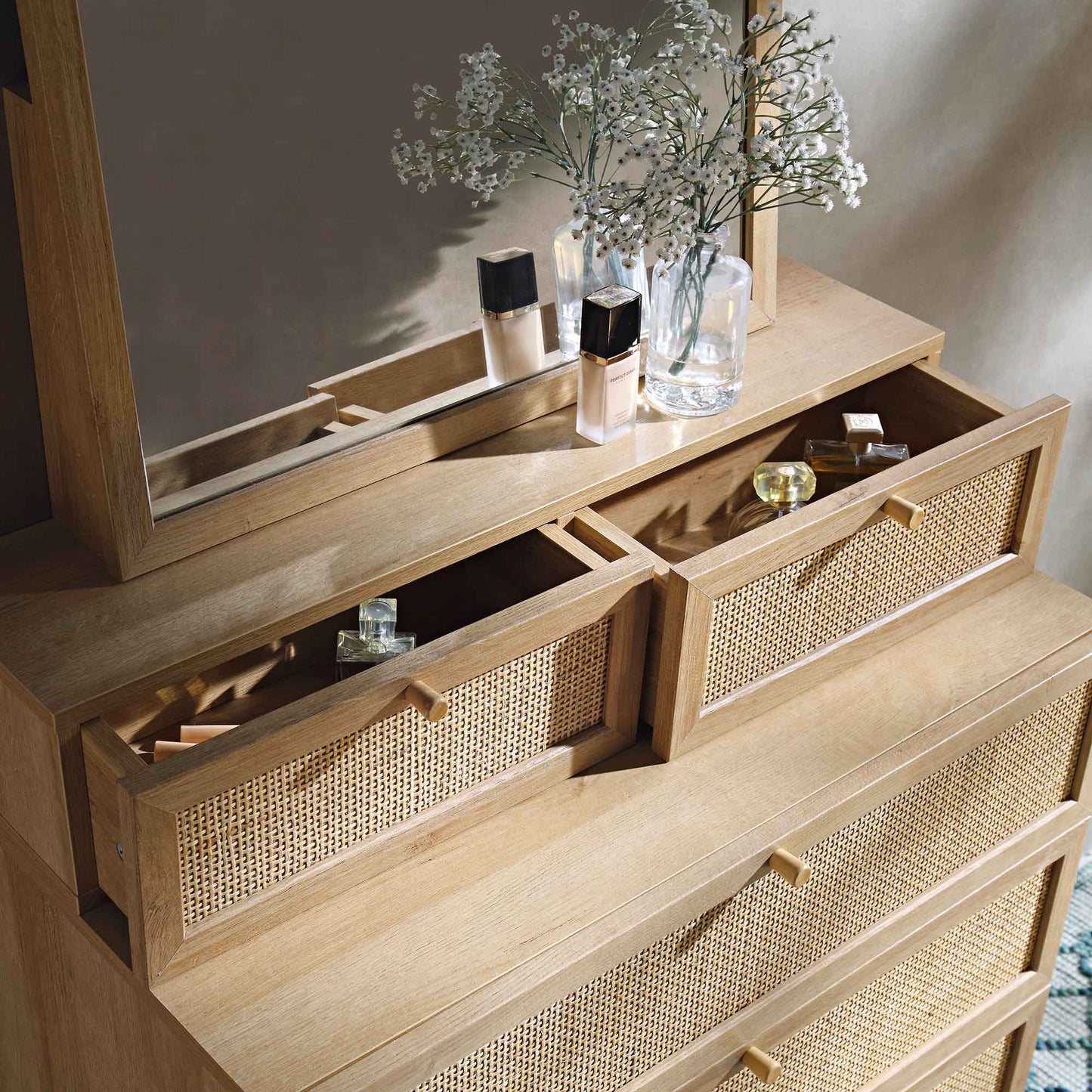 Mango Wooden Vanity Chest Set | Modern Rattan Vanity Chest Set - Riyall - Akway Uncategorized (Image 2)
