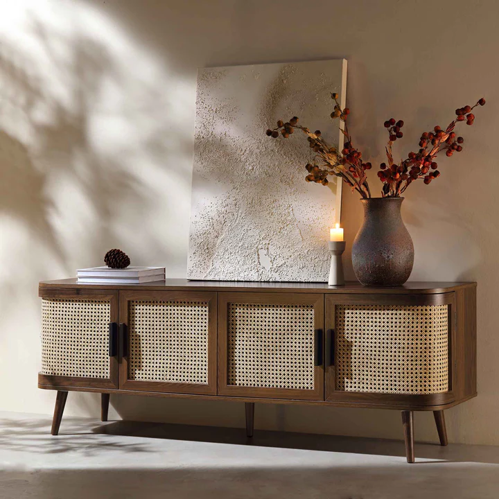 Rattan Wooden Console Table | Modern Rattan TV Unit - Elayaa - Akway Uncategorized (Image 4)