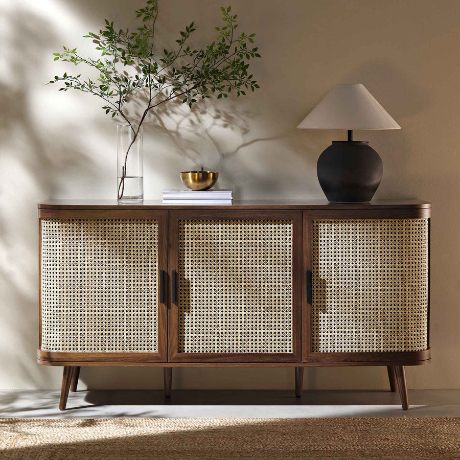 Rattan Wooden Sideboard | Cane Rattan TV Unit | Bamboo Console Table - Pioraa - Akway Uncategorized (Image 3)