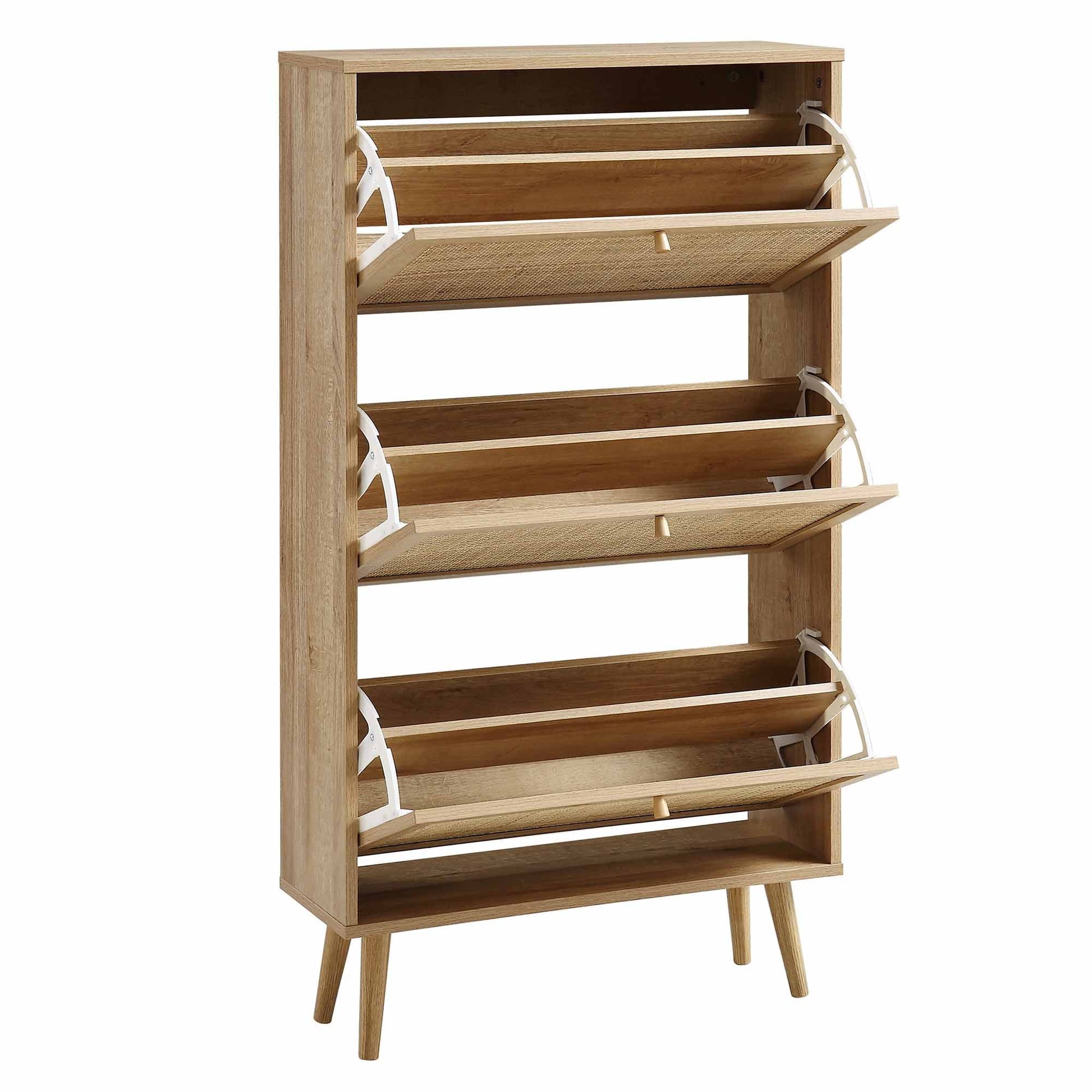 Mango Wooden Shoe Cabinet | Rattan Shoe Cabinet - Feroza - Akway Uncategorized (Image 5)