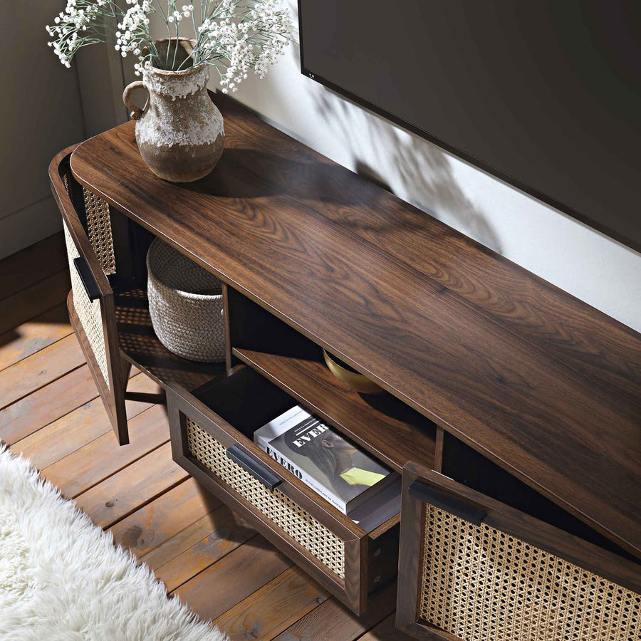 Rattan Modern Wooden Sideboard | Rattan TV Unit | Wooden Console Table - Dwarka - Akway Uncategorized (Image 2)
