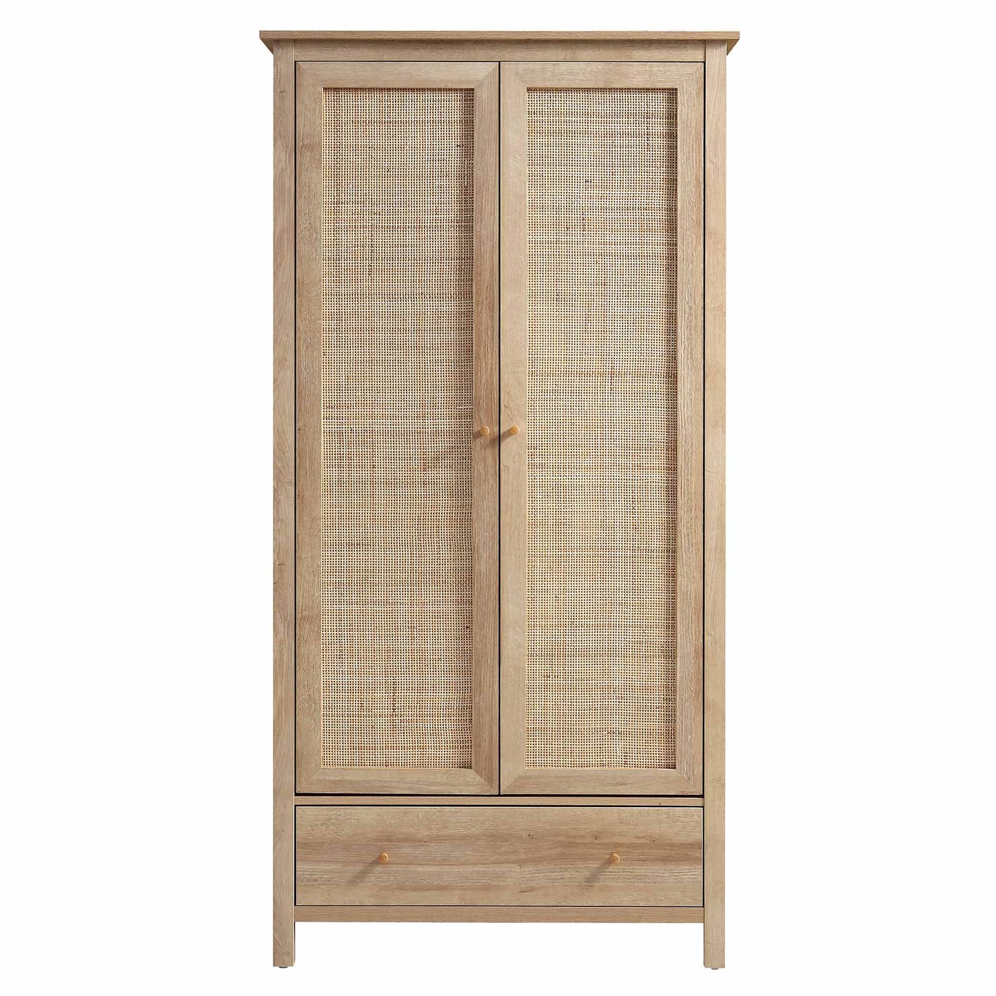 Wooden & Rattan Wardrobe for Timeless Style | Wooden Rattan Work Wardrobe - Elisa - Akway Uncategorized (Image 7)