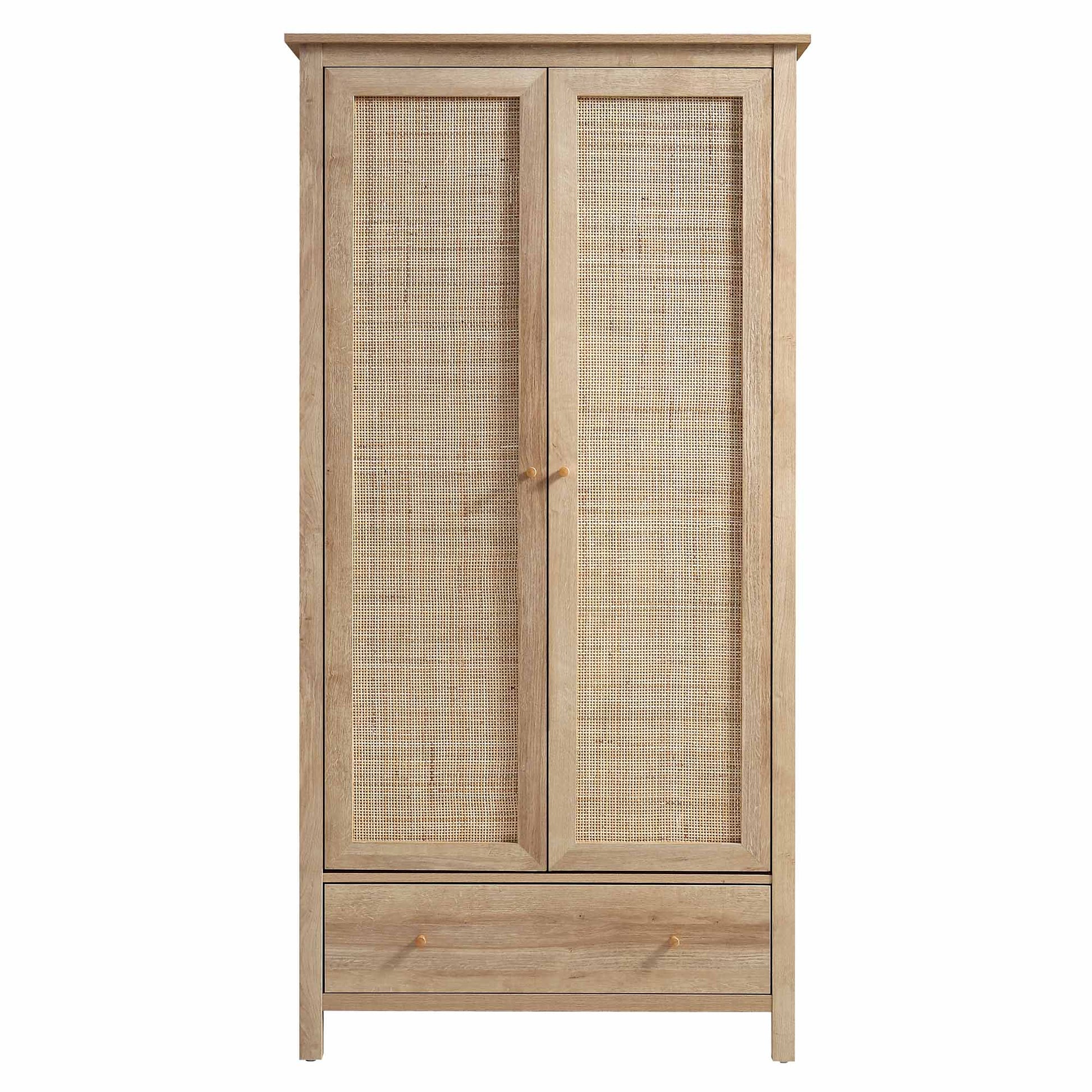 Wooden & Rattan Wardrobe for Timeless Style | Wooden Rattan Work Wardrobe - Elisa - Akway Uncategorized (Image 7)
