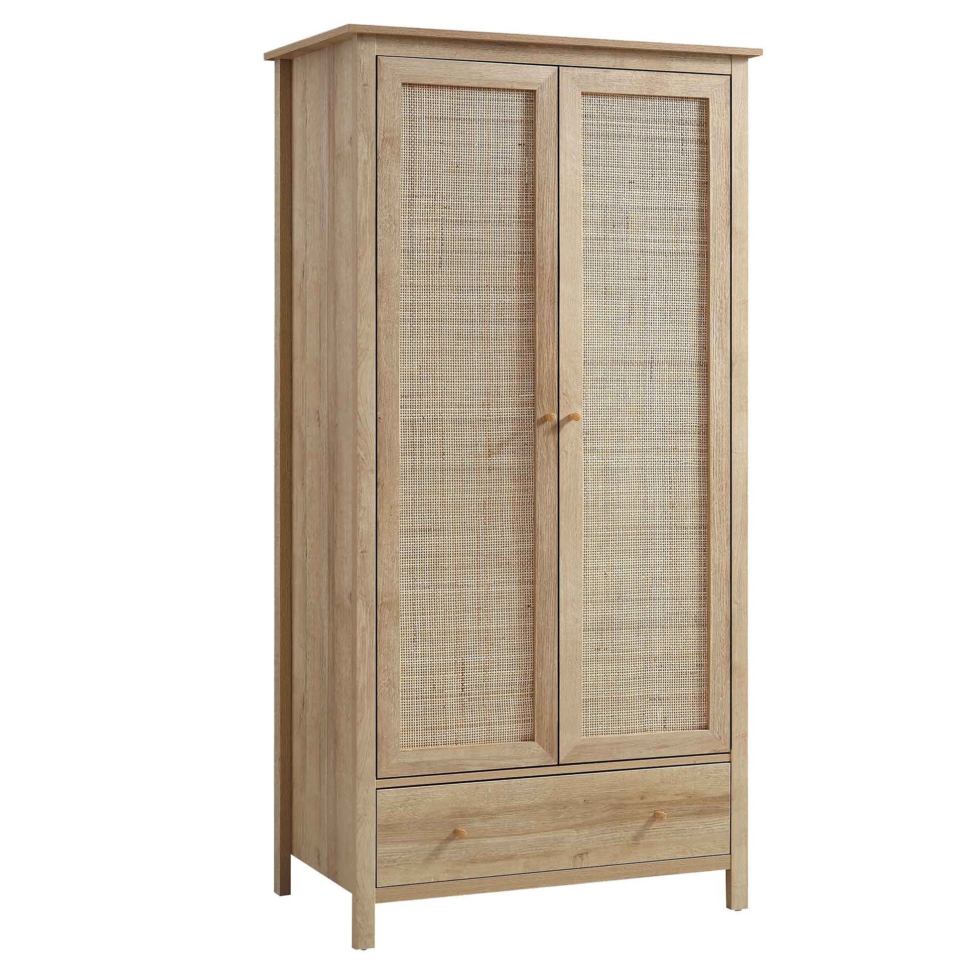 Wooden & Rattan Wardrobe for Timeless Style | Wooden Rattan Work Wardrobe - Elisa - Akway Uncategorized (Image 5)