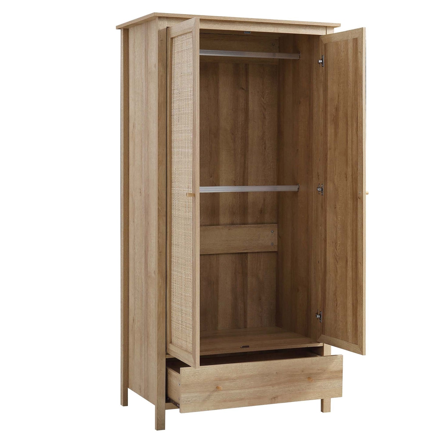 Wooden & Rattan Wardrobe for Timeless Style | Wooden Rattan Work Wardrobe - Elisa - Akway Uncategorized (Image 4)