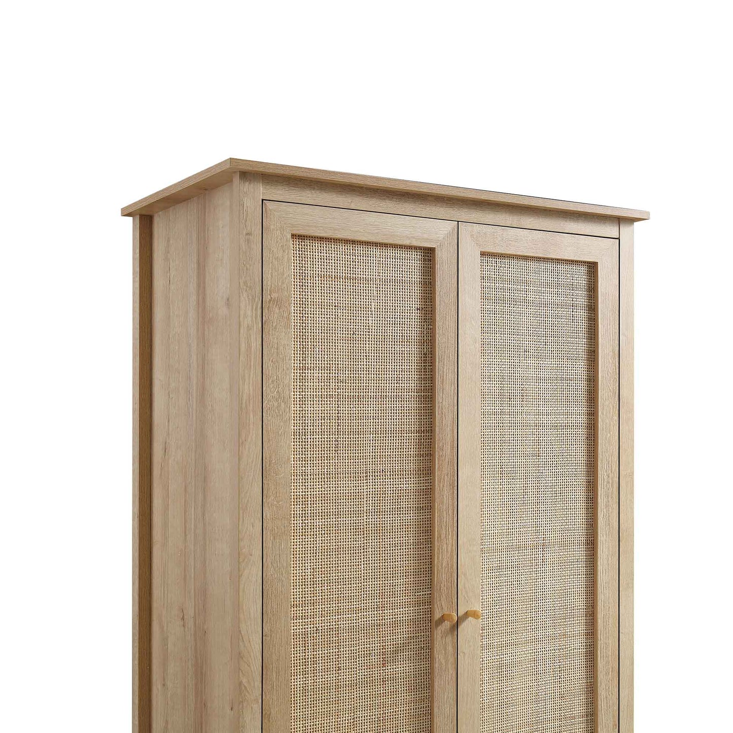 Wooden & Rattan Wardrobe for Timeless Style | Wooden Rattan Work Wardrobe - Elisa - Akway Uncategorized (Image 3)