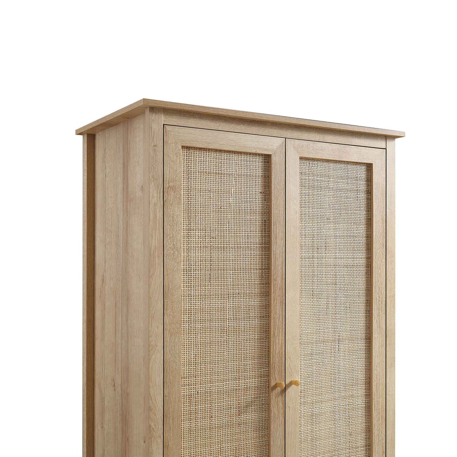 Wooden & Rattan Wardrobe for Timeless Style | Wooden Rattan Work Wardrobe - Elisa - Akway Uncategorized (Image 3)