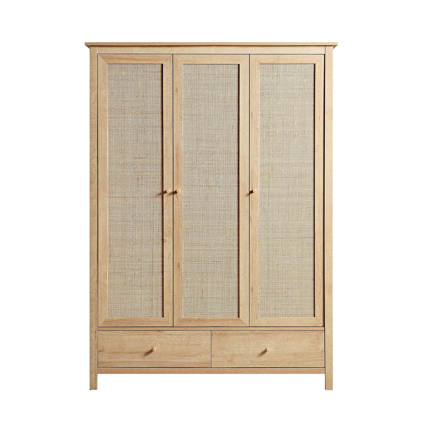 Mango Wooden Triple Wardrobe | Modern Rattan Triple Wardrobe - Silsila - Akway Uncategorized (Image 8)