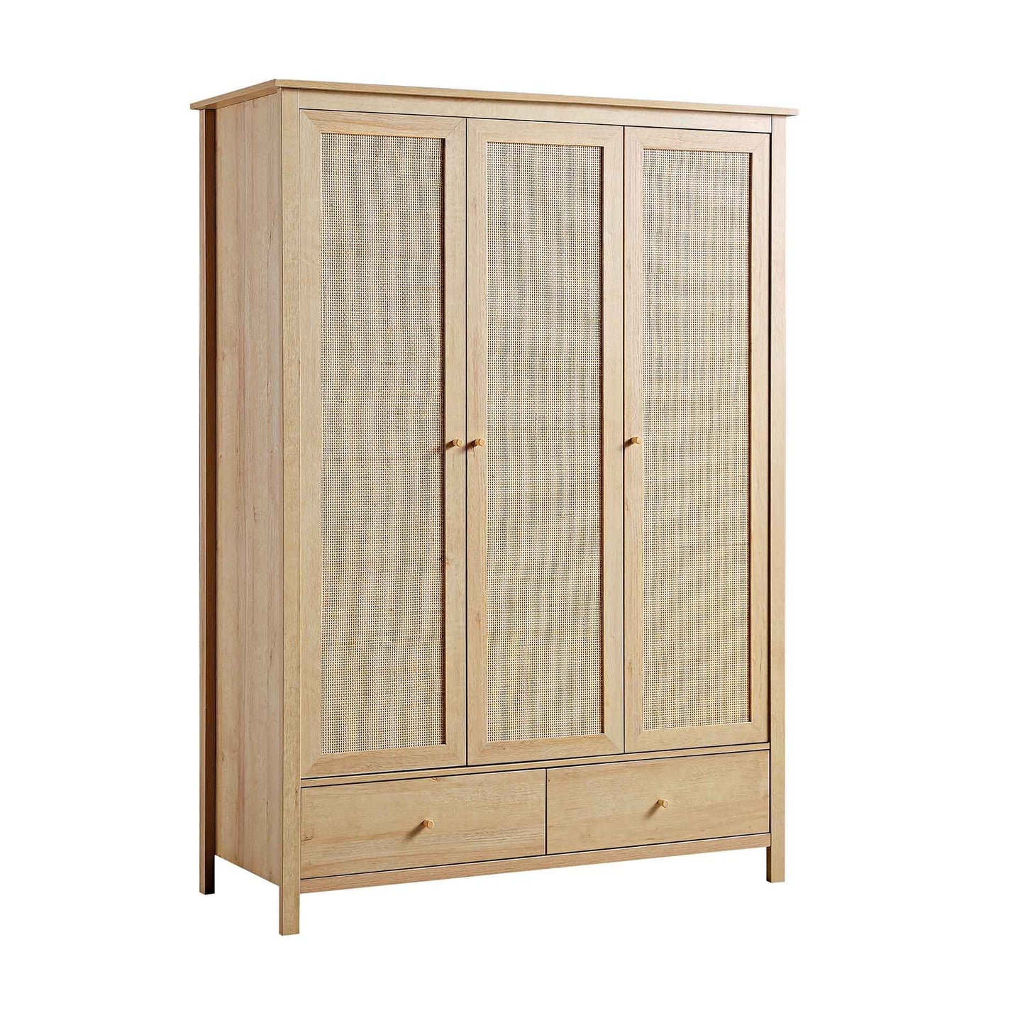 Mango Wooden Triple Wardrobe | Modern Rattan Triple Wardrobe - Silsila - Akway Uncategorized (Image 7)