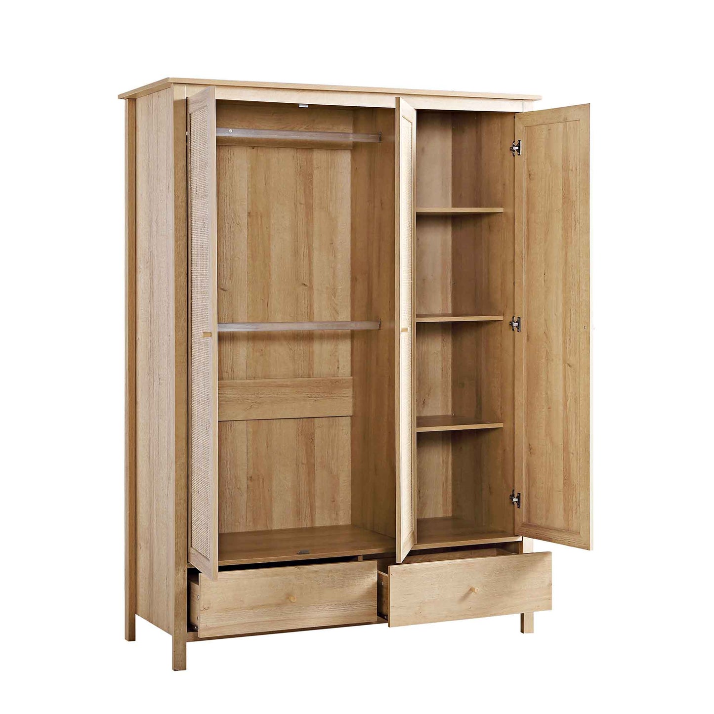 Mango Wooden Triple Wardrobe | Modern Rattan Triple Wardrobe - Silsila - Akway Uncategorized (Image 5)