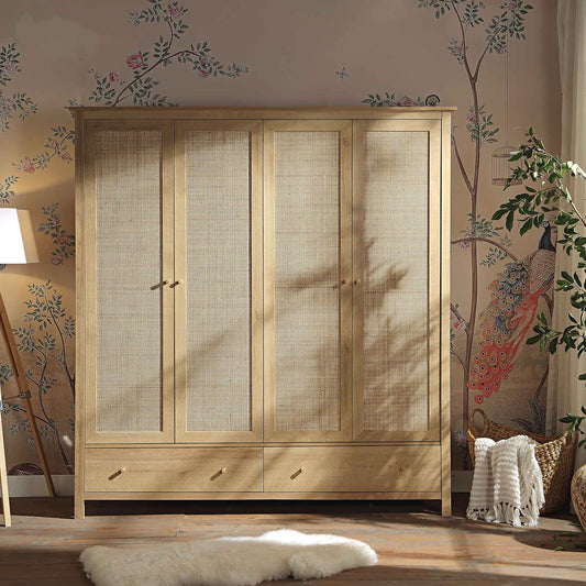 Mango Wooden Wardrobe | Modern Rattan Wardrobe - Riyaba - Akway Uncategorized (Image 1)