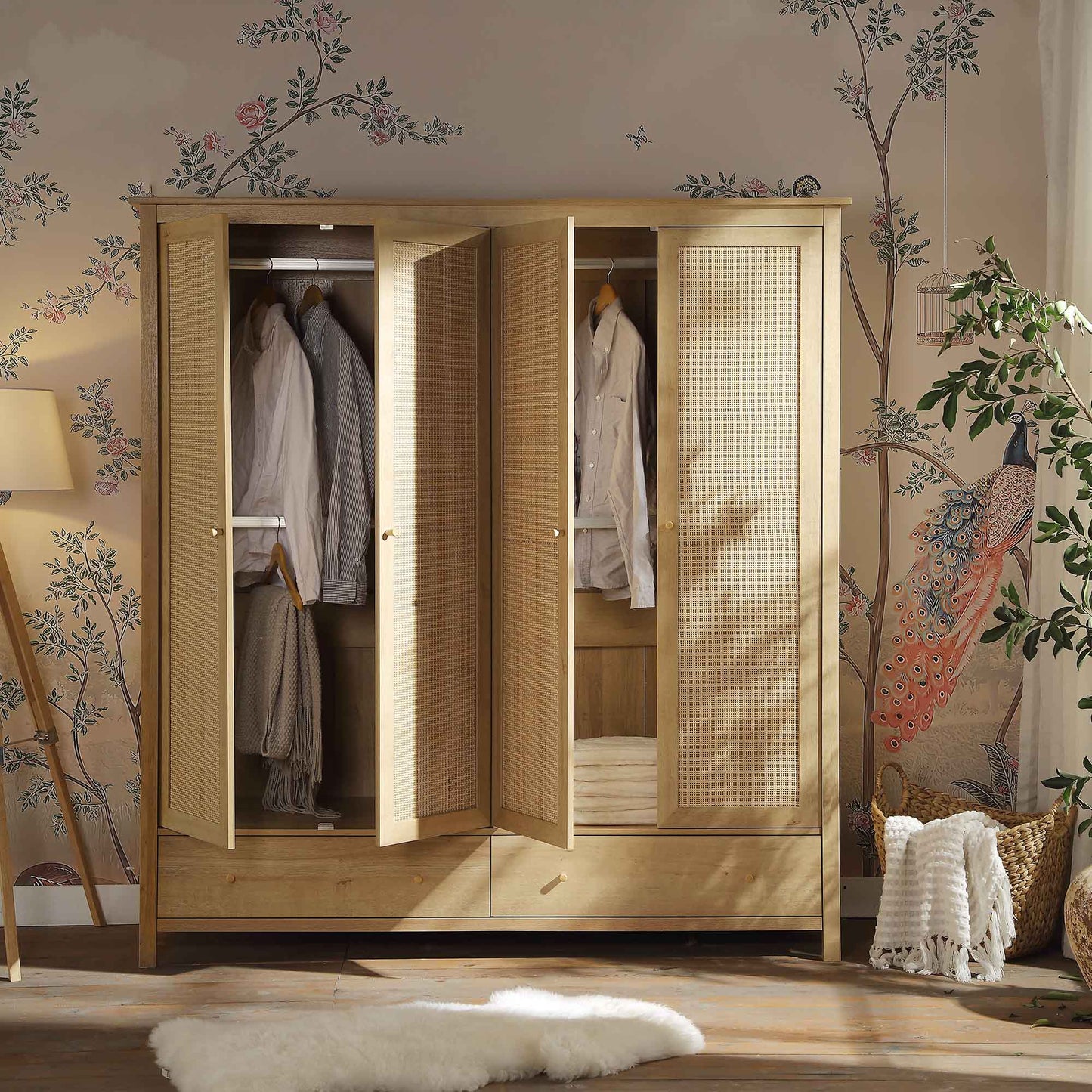 Mango Wooden Wardrobe | Modern Rattan Wardrobe - Riyaba - Akway Uncategorized (Image 5)