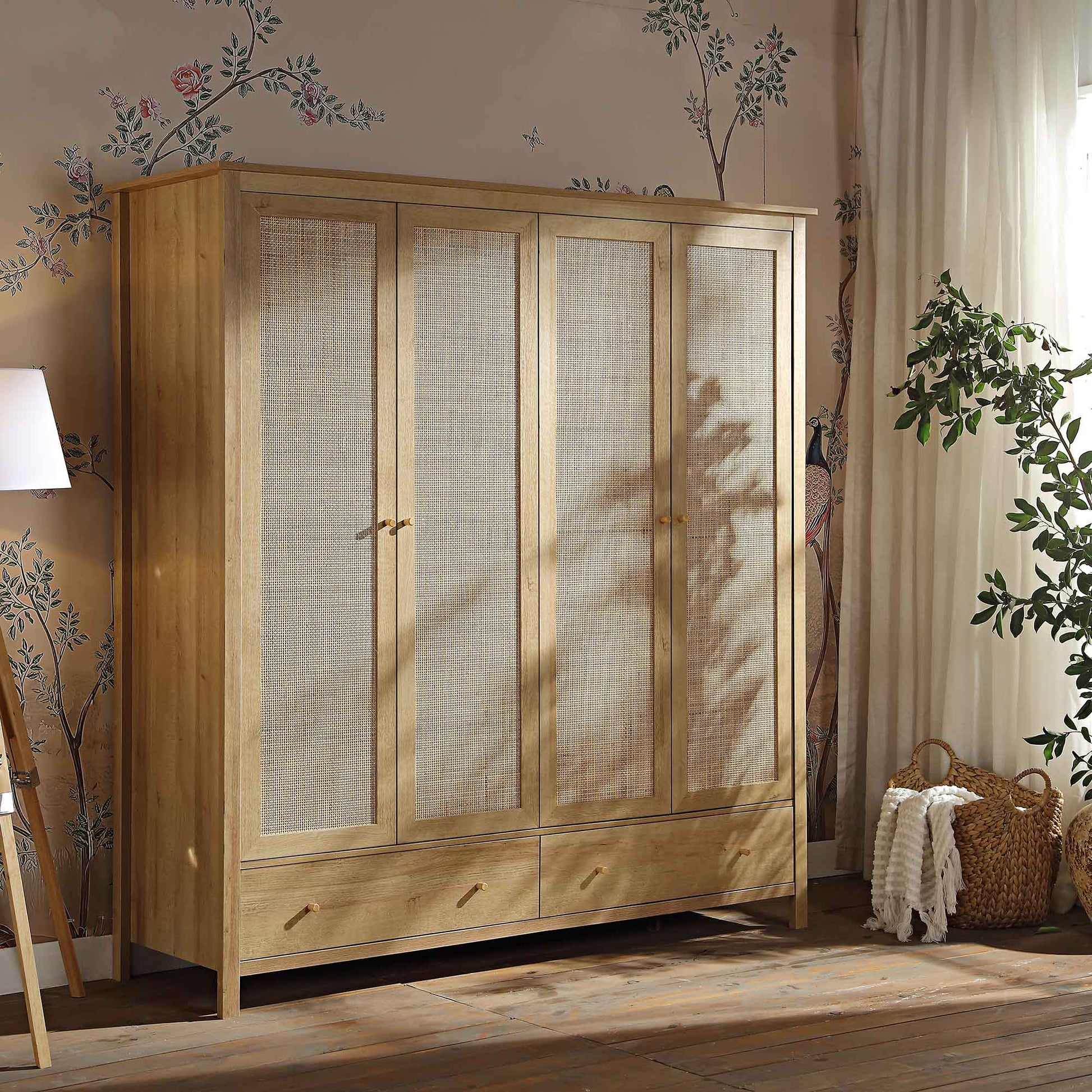 Mango Wooden Wardrobe | Modern Rattan Wardrobe - Riyaba - Akway Uncategorized (Image 2)