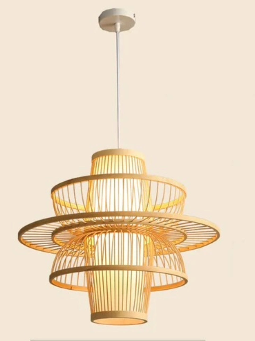 Bamboo Lamp for Living Room | Rattan Pendant light | Cane ceiling light - Ganesh