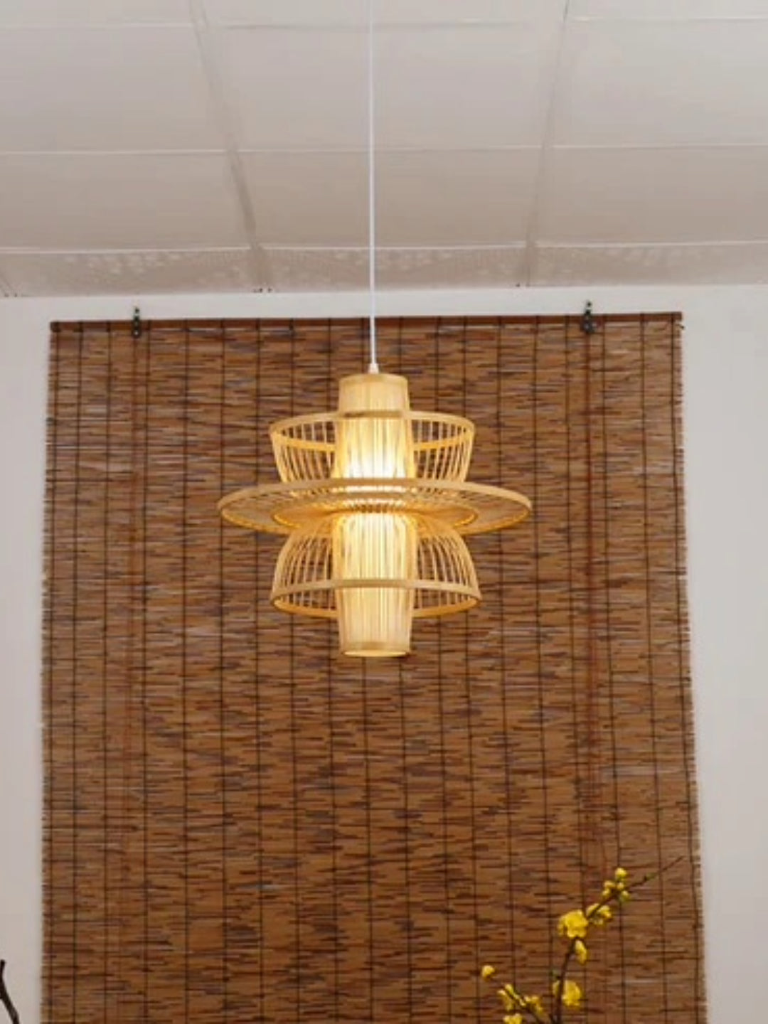 Bamboo Lamp for Living Room | Rattan Pendant light | Cane ceiling light - Ganesh