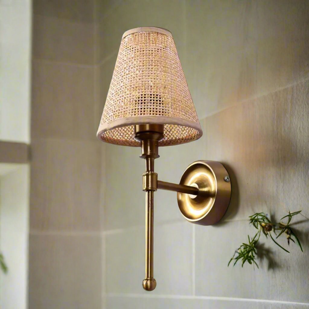 Bamboo Wall lamp for Living Room | Rattan Pendant light | Cane Webbing Wall Lamps- Alletta - Akway Lighting > Wall Lamps & Sc