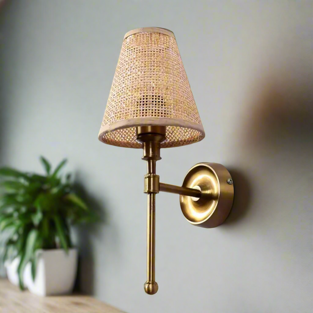 Bamboo Wall lamp for Living Room | Rattan Pendant light | Cane Webbing Wall Lamps- Alletta - Akway Lighting > Wall Lamps & Sc
