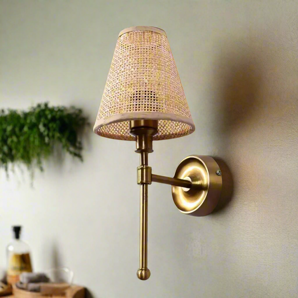 Bamboo Wall lamp for Living Room | Rattan Pendant light | Cane Webbing Wall Lamps- Alletta - Akway Lighting > Wall Lamps & Sc
