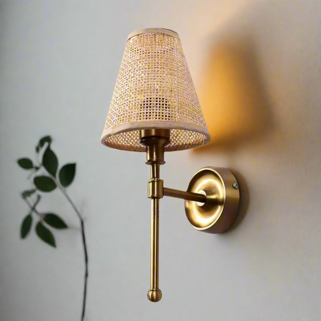 Bamboo Wall lamp for Living Room | Rattan Pendant light | Cane Webbing Wall Lamps- Alletta - Akway Lighting > Wall Lamps & Sc