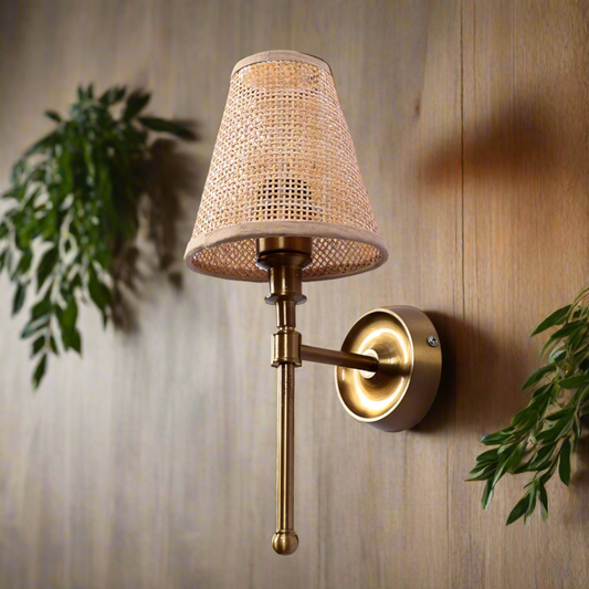 Bamboo Wall lamp for Living Room | Rattan Pendant light | Cane Webbing Wall Lamps- Alletta - Akway Lighting > Wall Lamps & Sc
