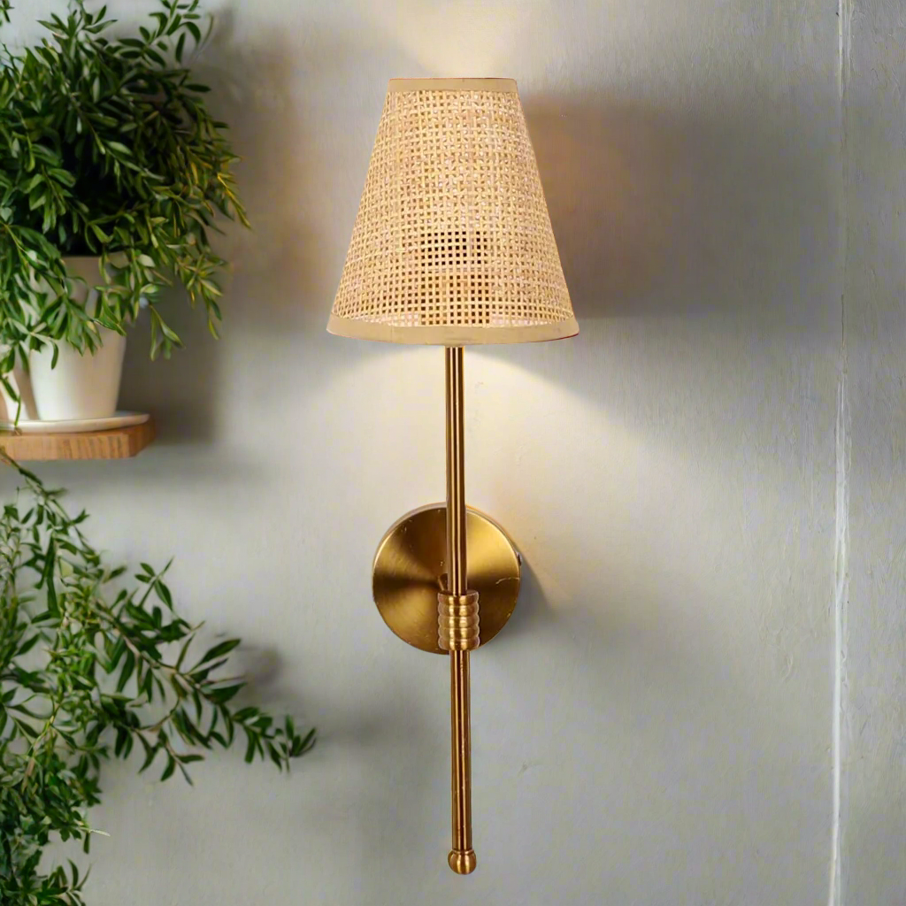 Bamboo Wall Lamp For Living Room | Rattan Wall Light - Kensley - Akway Lighting > Wall Lamps & Sconces (Image 1)