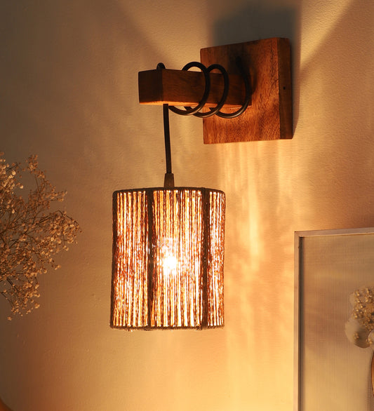 Modern Handcrafted Rattan Wall Lamp for Warm Ambient Lighting - Eleanor - Akway Lighting > Wall Lamps (Image 5)