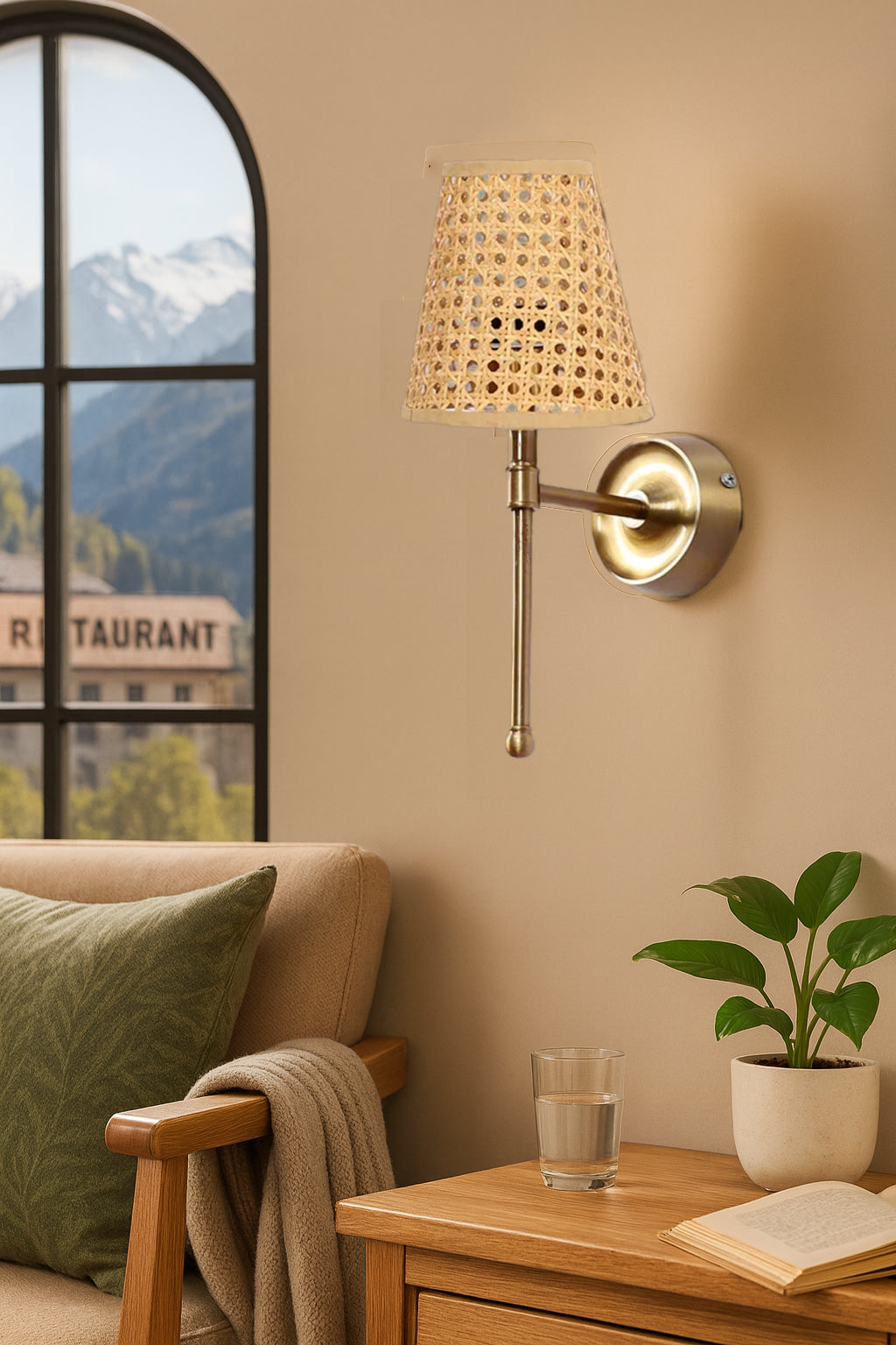 Bamboo Wall Lamp For Living Room | Cane Wall Light - Jagvi