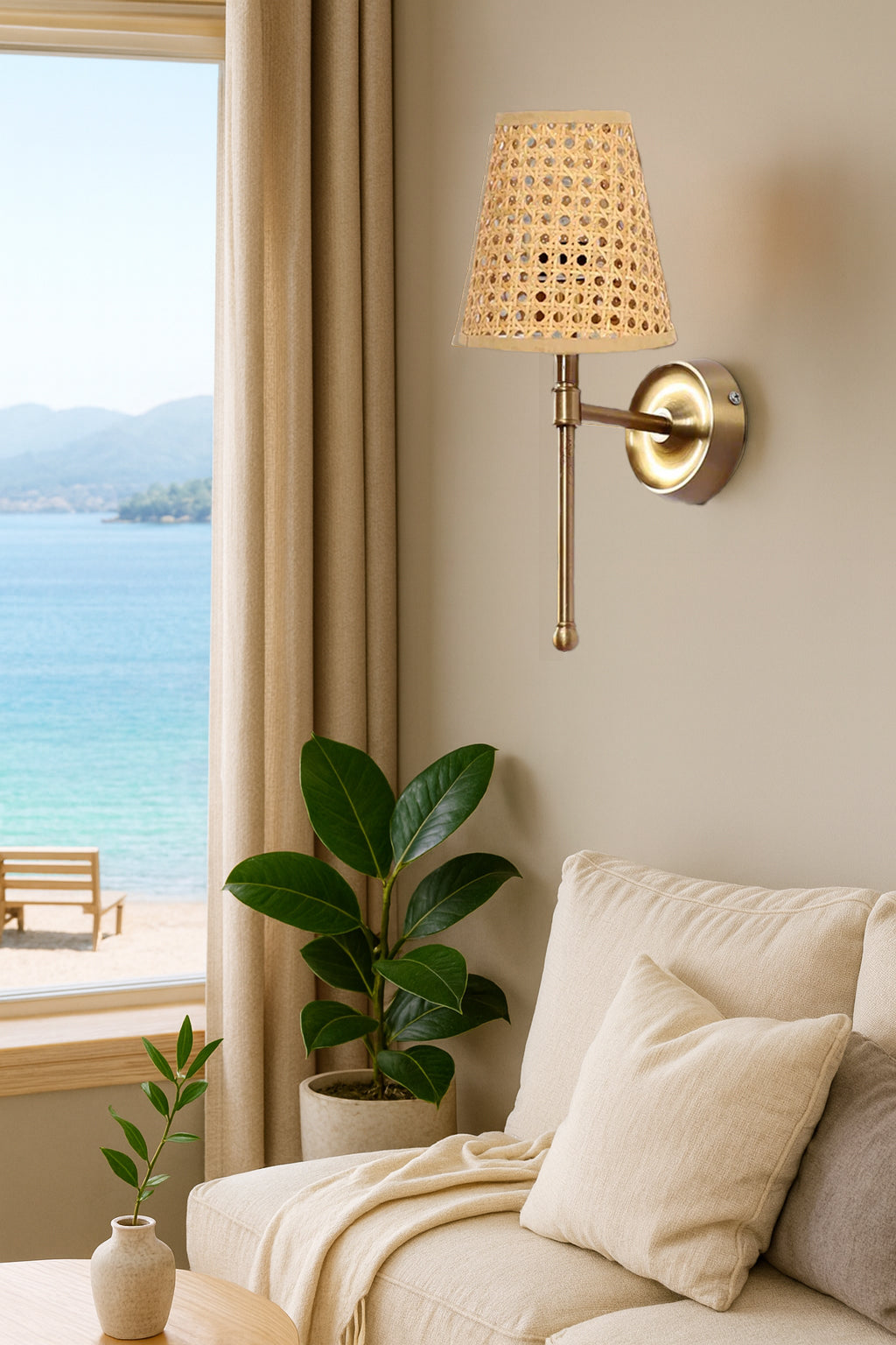 Bamboo Wall Lamp For Living Room | Cane Wall Light - Jagvi