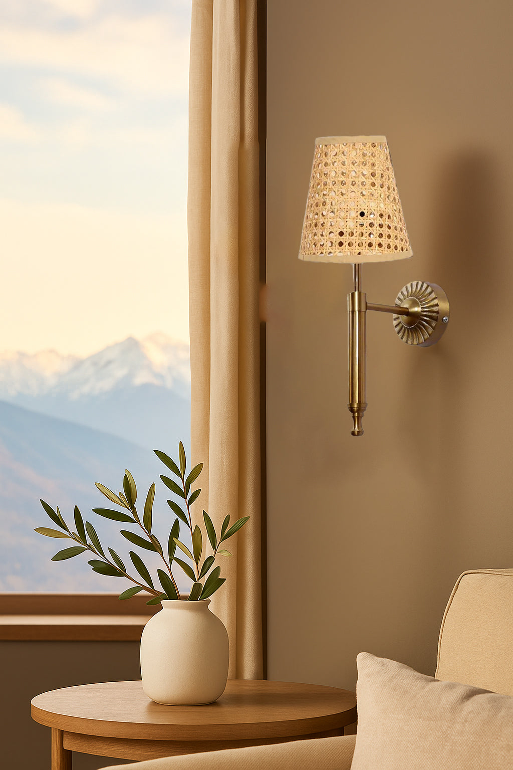 Cane Wall Lamp For Living Room | Bamboo Wall Scone - Jalsa
