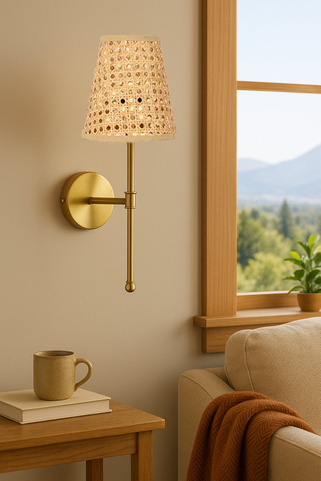Bamboo Wall Lamp For Living Room | Cane Wall Light - Janaki