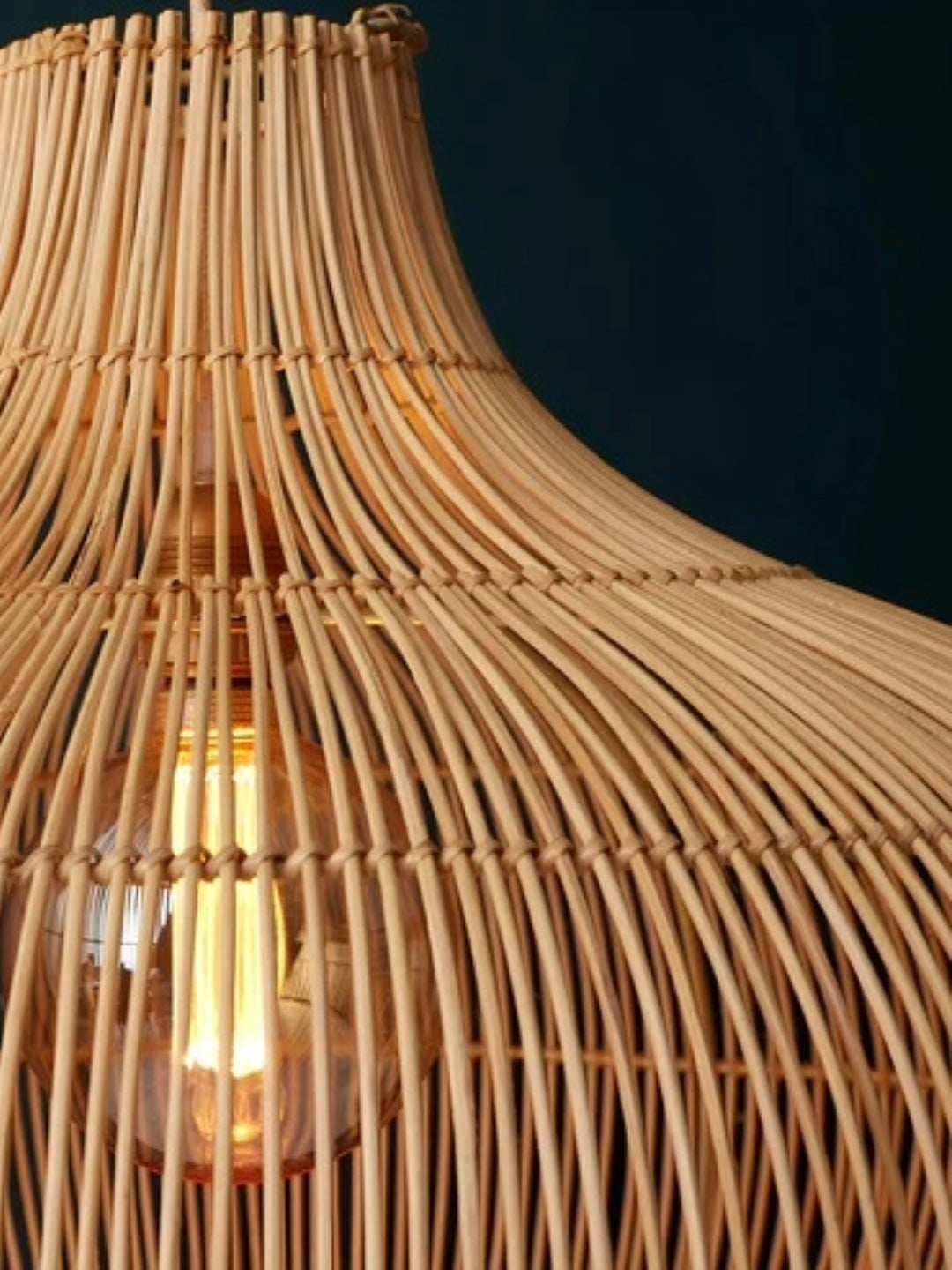 Bamboo Hanging lamp for Living Room | Rattan Pendant light | Cane ceiling light - Johar - Akway