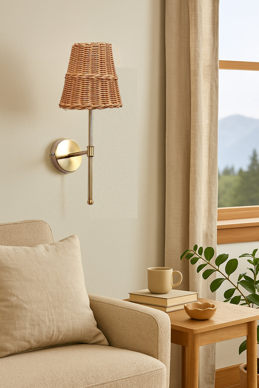 Bamboo Wall Lamp For Living Room | Rattan Wall Light - Krisha by Akway - Image 2