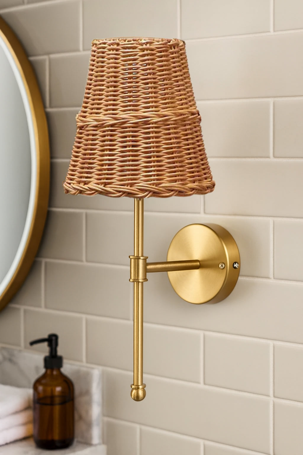 Bamboo Wall Lamp For Living Room | Rattan Wall Light - Krisha