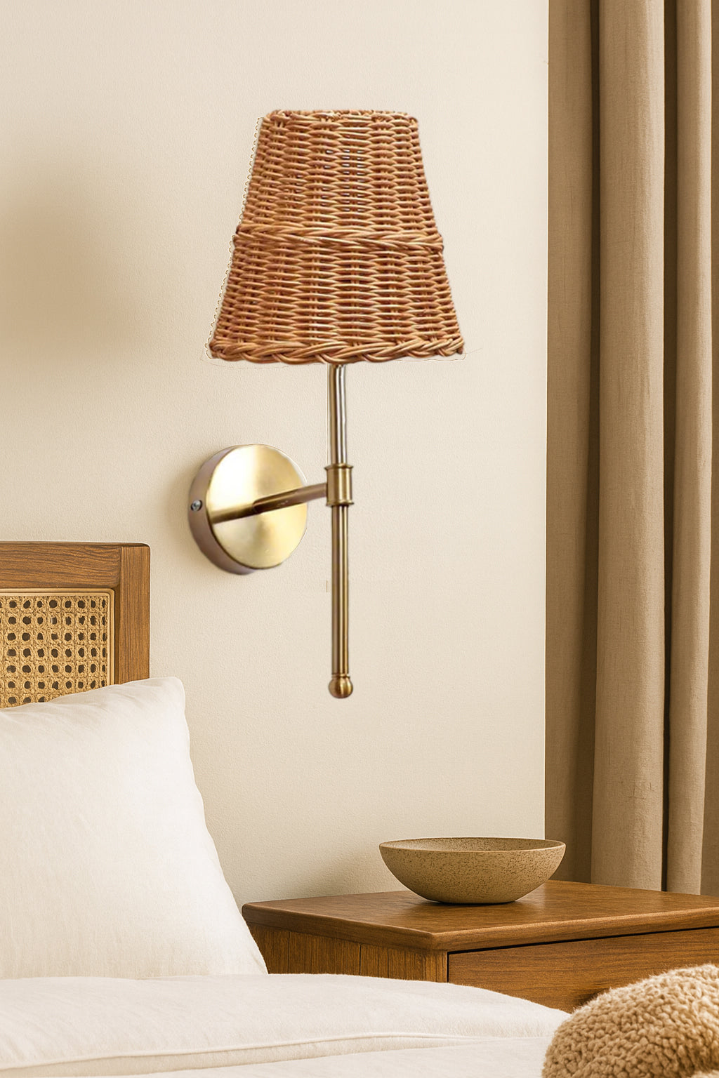 Bamboo Wall Lamp For Living Room | Rattan Wall Light - Krisha