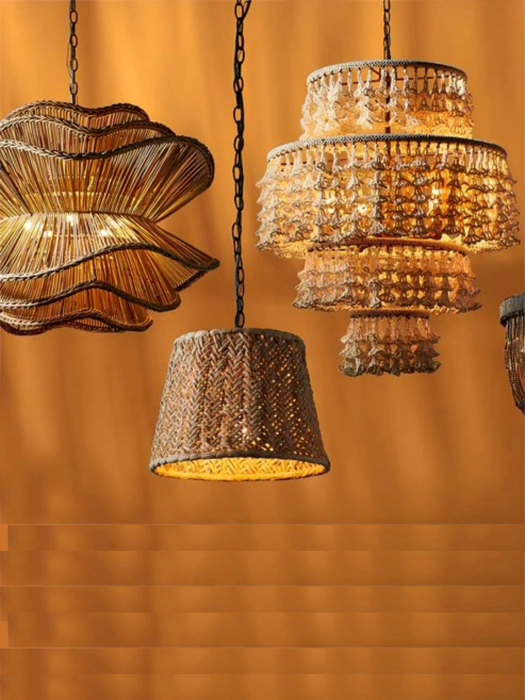 Bamboo Hanging lamp for Living Room | Rattan Pendant light | Cane ceiling light - Kavya - Akway