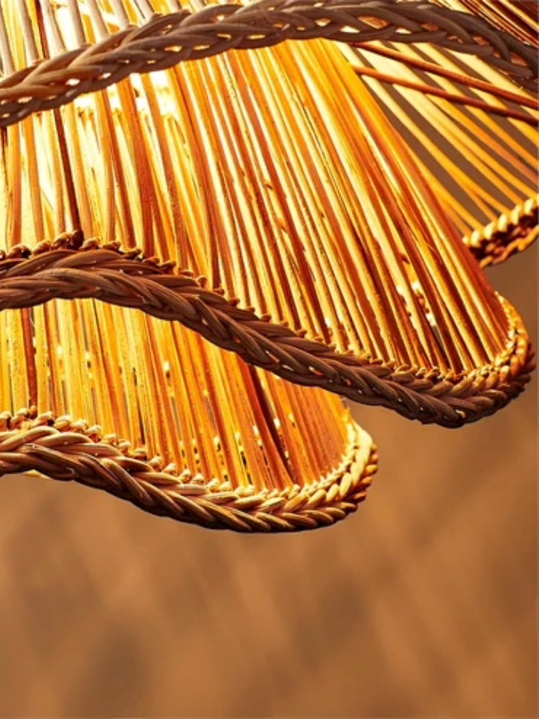 Bamboo Hanging lamp for Living Room | Rattan Pendant light | Cane ceiling light - Kavya - Akway