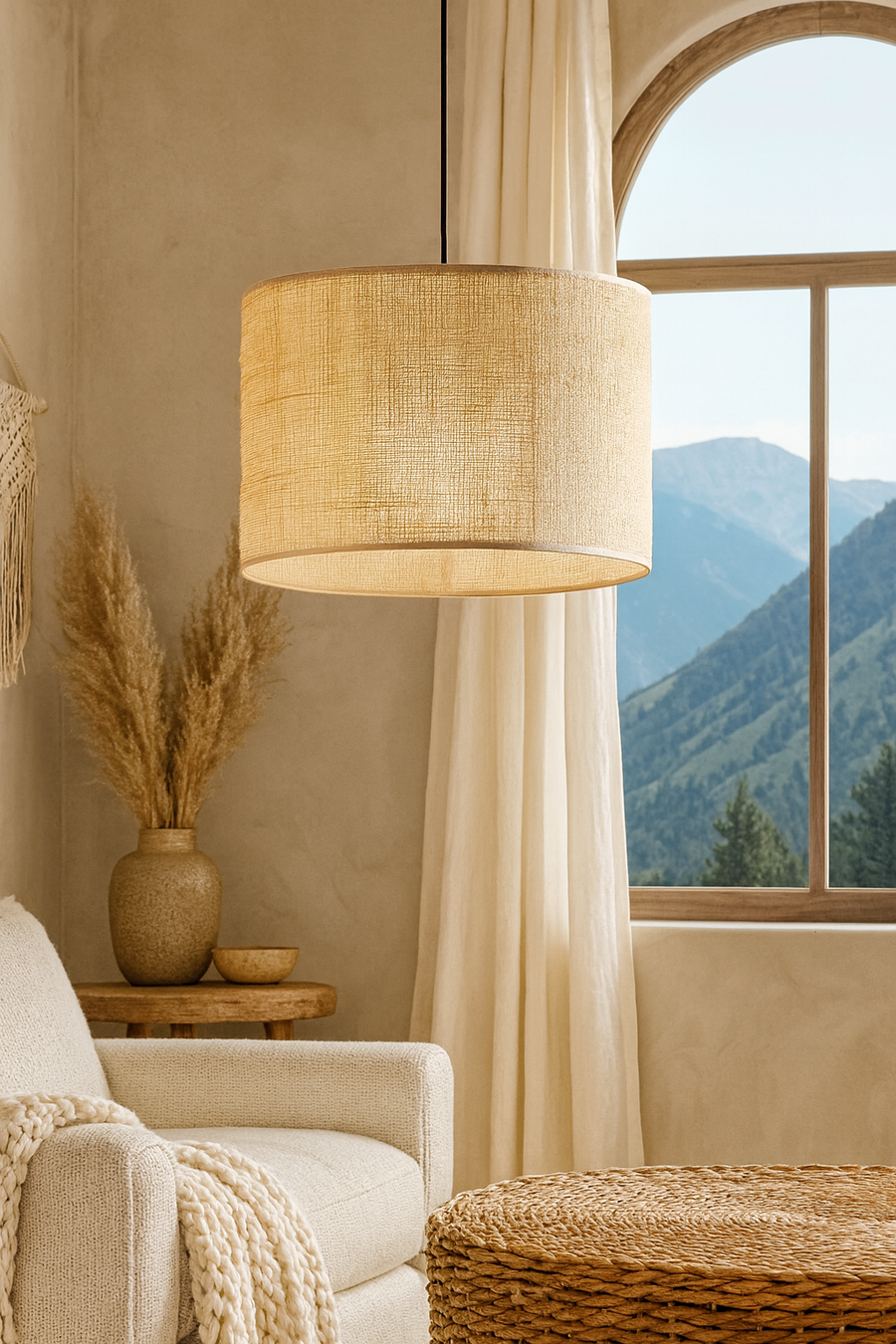 Jute Ceiling Light for Living Room 12 Inch - Liora by Akway
