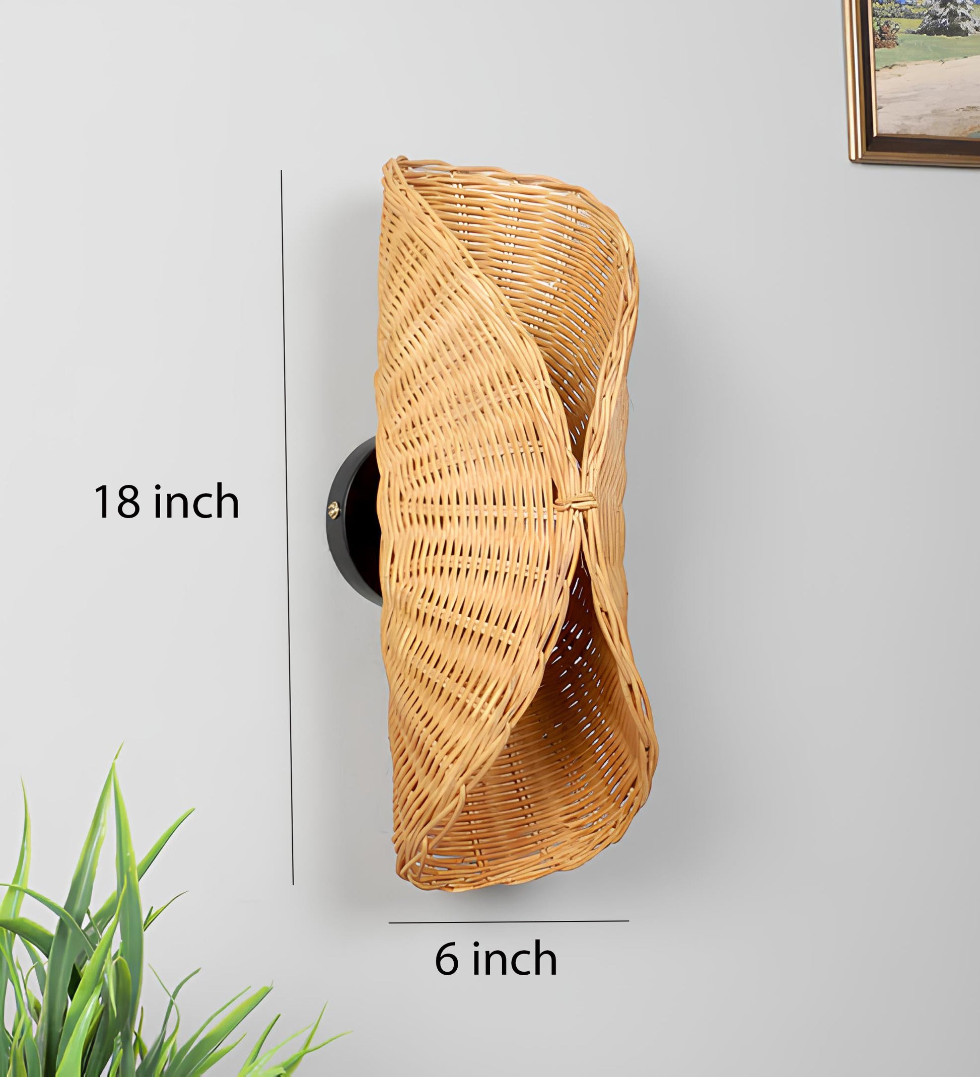 Rattan Wall Lamp For Living Room | Rattan Wall Light - Lavanya - Akway Lighting > Wall Lamps & Sconces (Image 4)