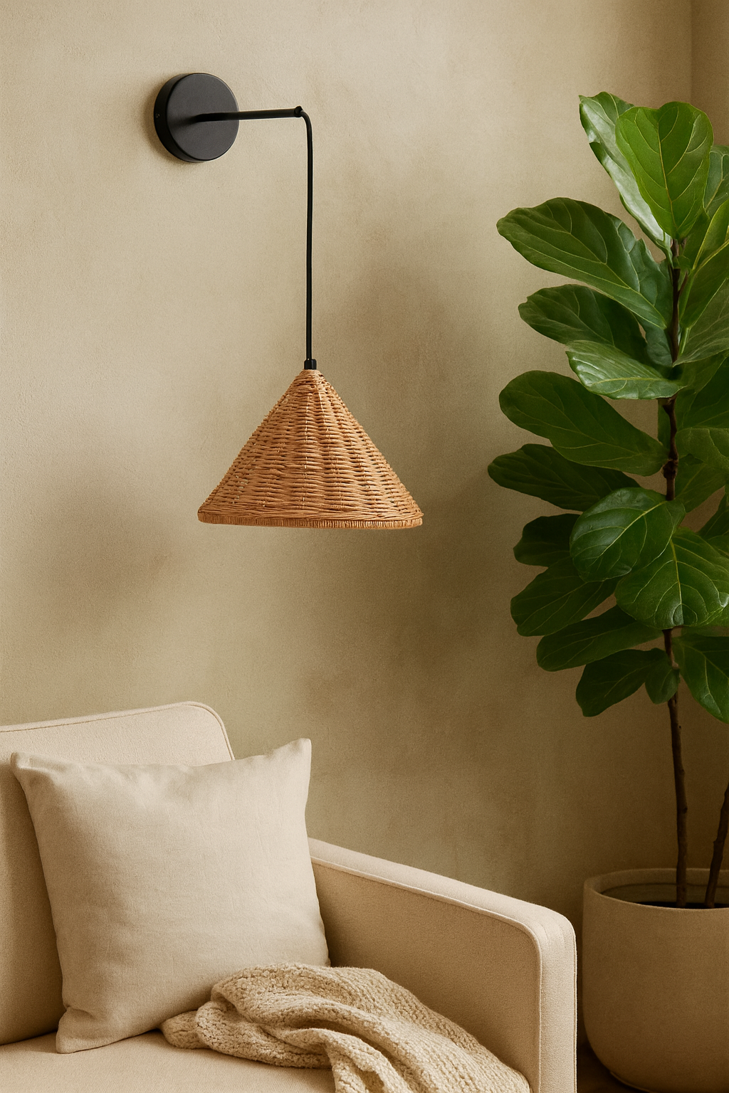 Bamboo Wall lamps For Living Room | Rattan Wall scones | Wicker Wall Lamps | Cane Wall Scones - Mahika by Akway - Image 6