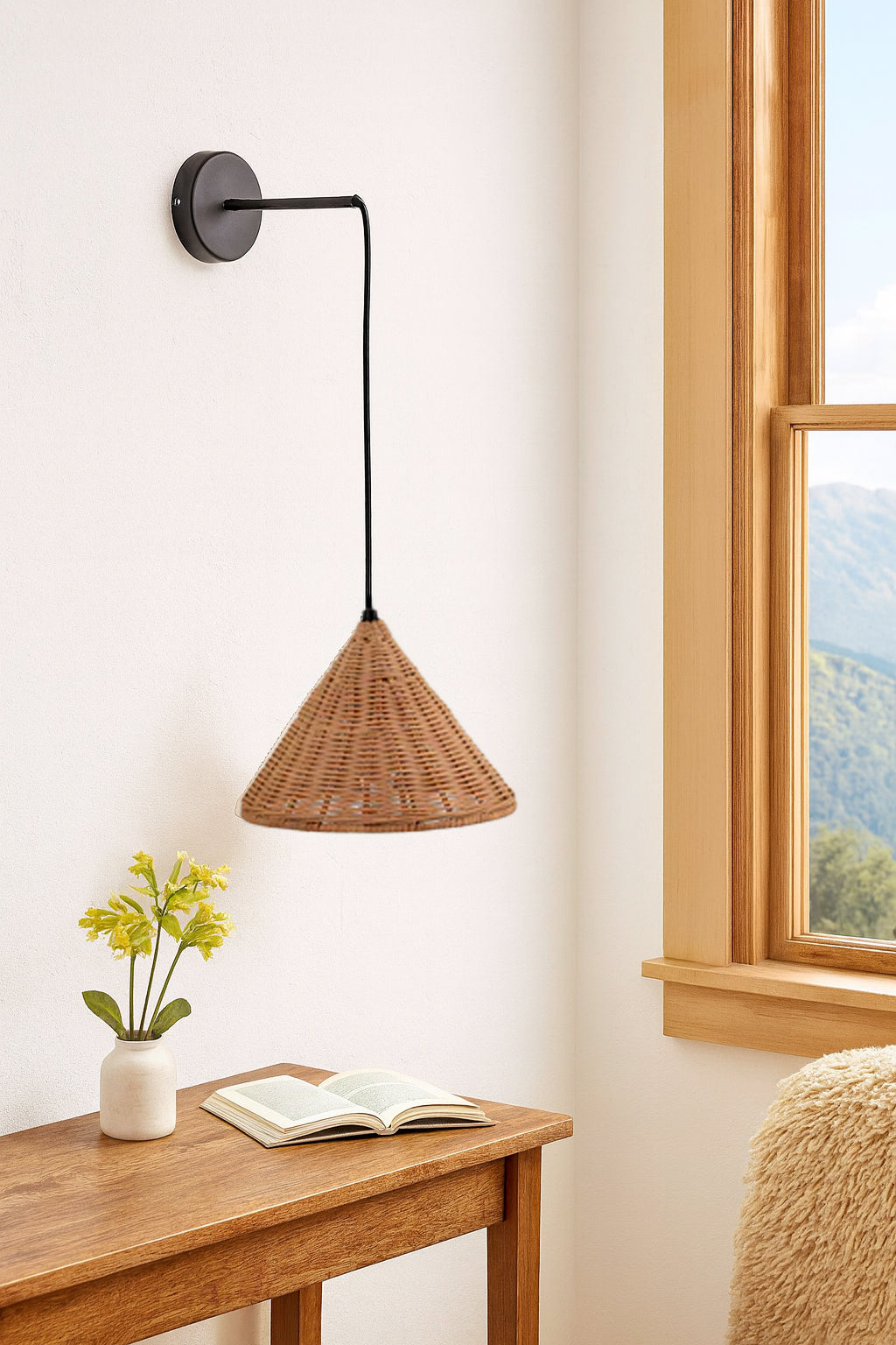 Bamboo Wall lamps For Living Room | Rattan Wall scones | Wicker Wall Lamps | Cane Wall Scones - Mahika by Akway - Image 2