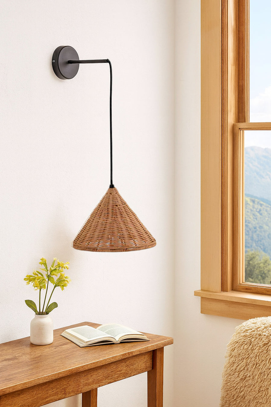 Bamboo Wall lamps For Living Room | Rattan Wall scones | Wicker Wall Lamps | Cane Wall Scones - Mahika by Akway - Image 2