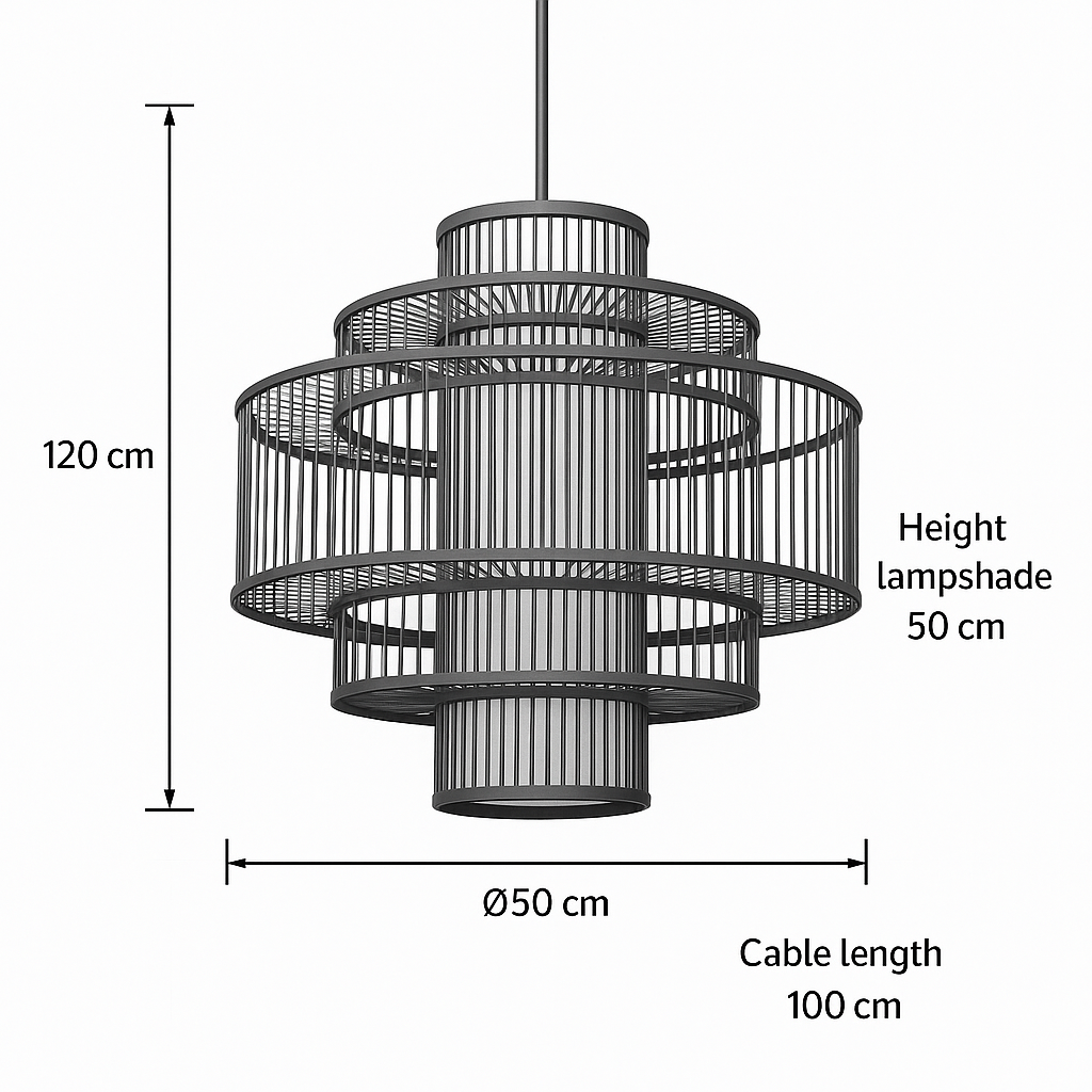 Bamboo Hanging lamp for Living Room | Rattan Pendant light | Cane ceiling light - Mahika - Akway Lighting -> Pendant Lamp (Im