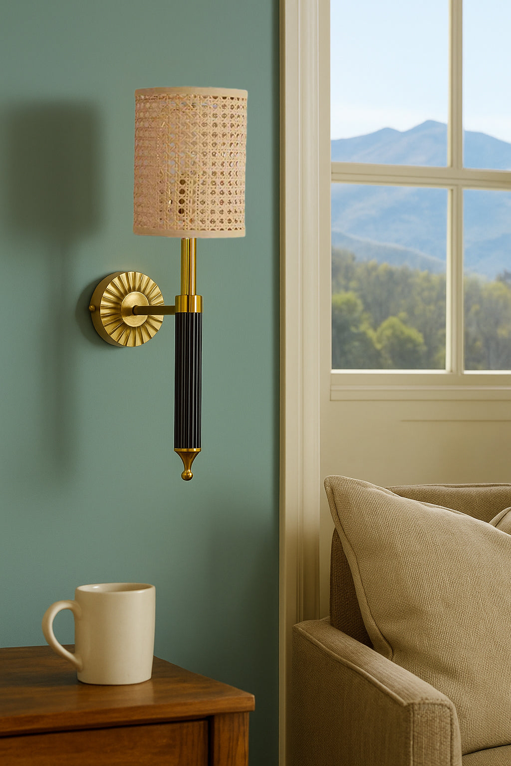 Rattan Wall Lamp For Living Room | Rattan Wall Light - Nisha