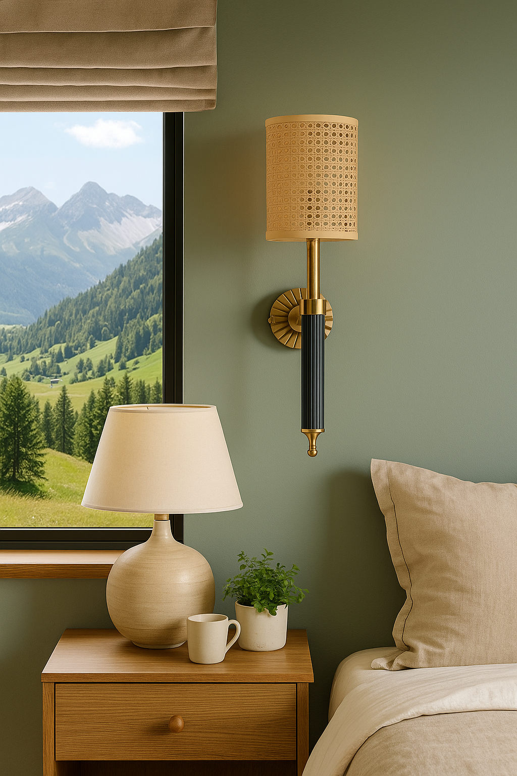 Rattan Wall Lamp For Living Room | Rattan Wall Light - Nisha