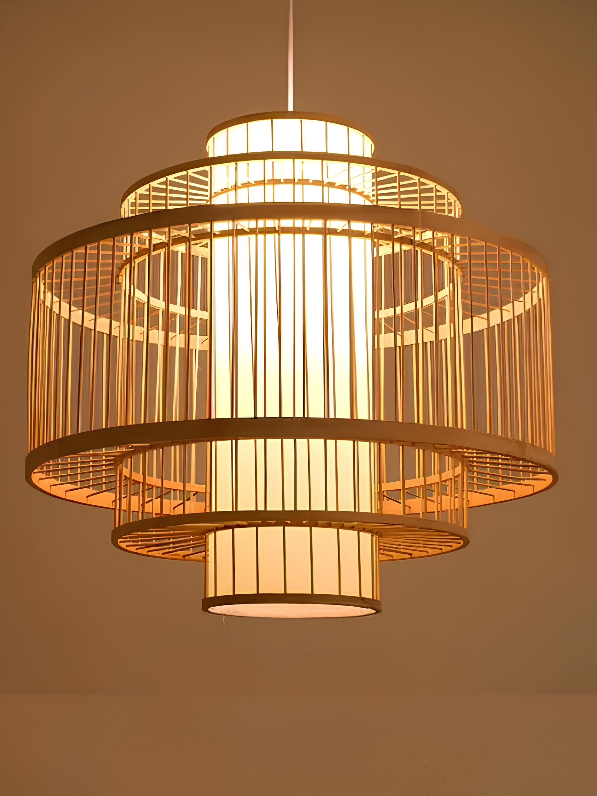 Rattan Hanging lamp for Living Room | Cane Pendant light | Wicker ceiling light - Nez - Akway Lighting -> Pendant Lamp (Image