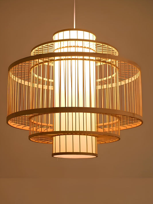 Rattan Hanging lamp for Living Room | Cane Pendant light | Wicker ceiling light - Nez - Akway Lighting -> Pendant Lamp (Image