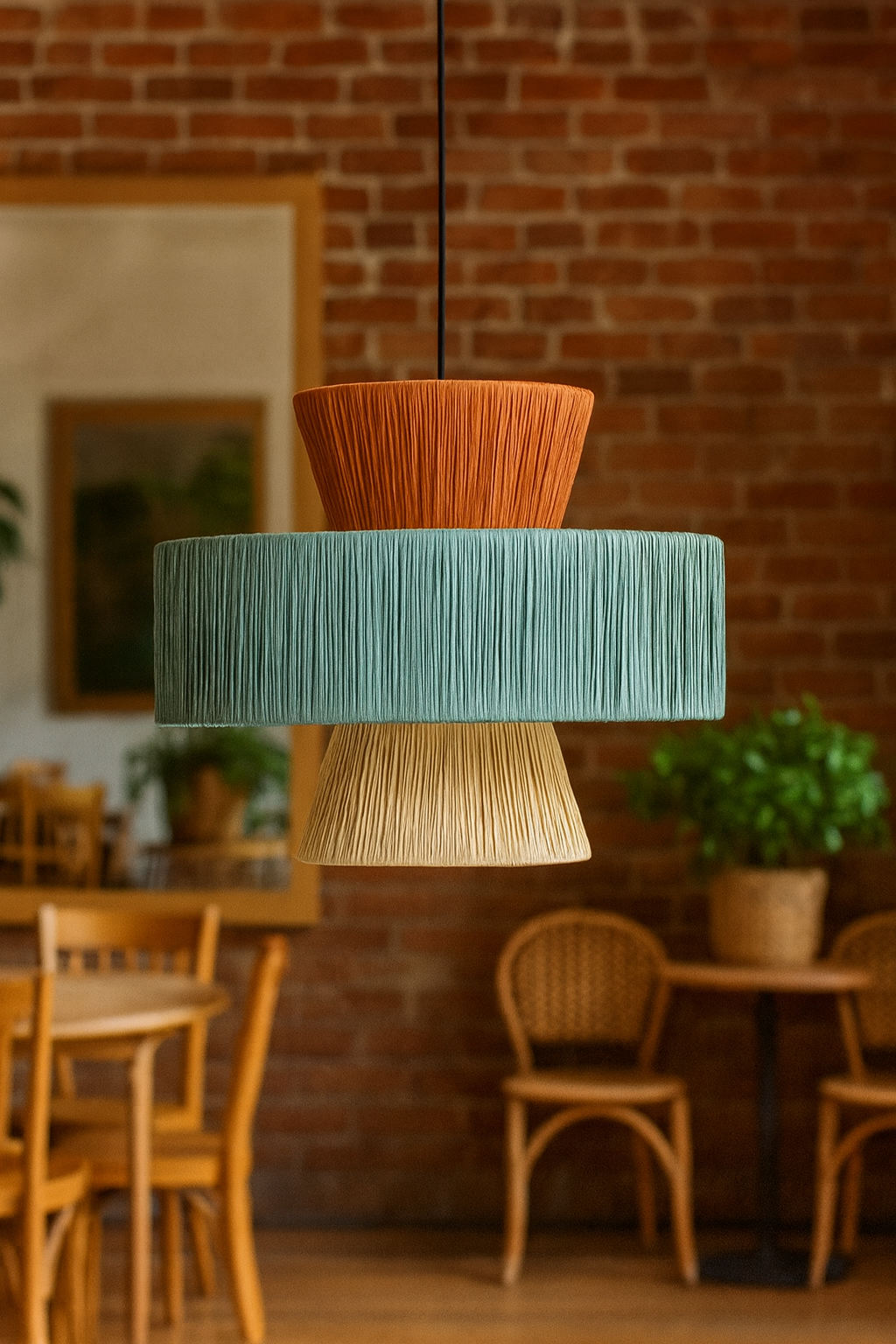 Bamboo Hanging lamp for Living Room | Rattan Pendant light | Cane ceiling light - Samaira by Akway - Image 10
